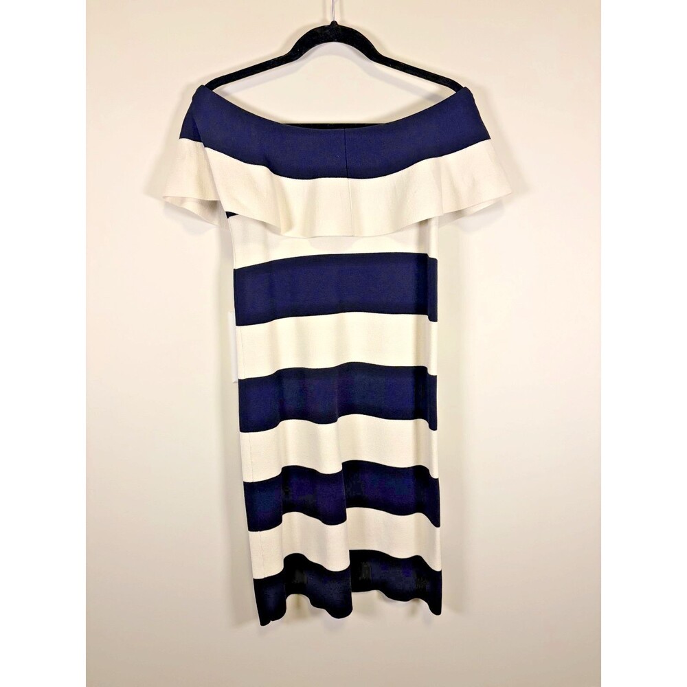Ann Taylor navy/white dress, size small petite, off the shoulder